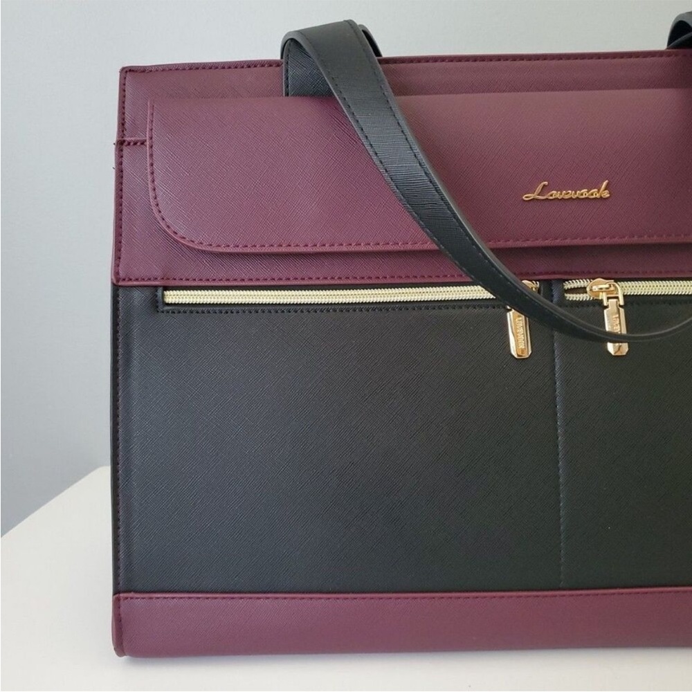 Lovevook Burgundy and Black Women's Lap Too Bag - Picture 2 of 10